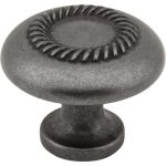 1-1/4" Diameter Gun Metal Rope Detailed Cypress Cabinet Mushroom Knob - Z118-DACM