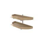 32" Natural Maple 2-Shelf Half Moon Lazy Susan Set with Pivot and Slide for Blind Corner Cabinet with 12" Opening