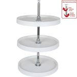 3 Shelf 18" Diameter Round Plastic Lazy Susan Set with Chrome Hubs - PLSMR318