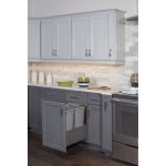 Double 35Qt Metal Drawerbox Trashcan Pullout with Grey Bins Grey Can - MDB5-D35G