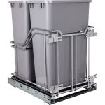 Double Trashcan Chrome with 50Qt Gray Cans - SWS-MBMD50GPC