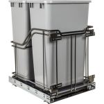 Double Trashcan Black Nickle with 50Qt Gray Cans - SWS-MBMD50GBN