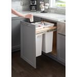Kit including Top Double Trash Can Unit with Grey 35Qt Trashcans - CAN-TMD1835G-K