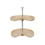 24" Banded Wood Kidney Shape 2-Shelf Lazy Susan Set