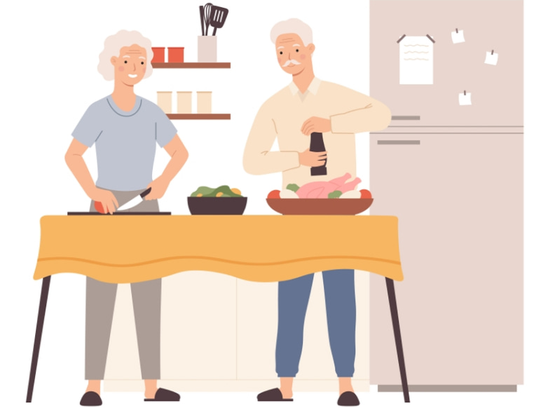 Family cooking in the kitchen