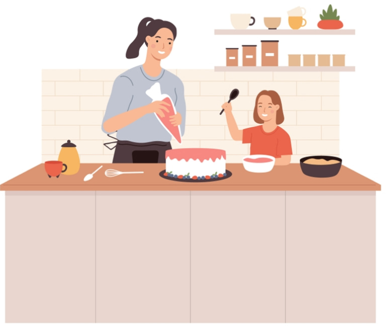 Family cooking in the kitchen