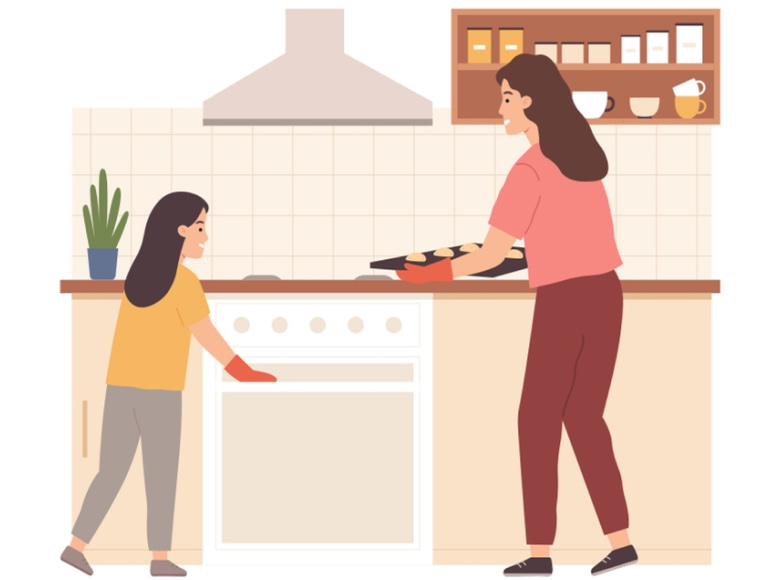 Family cooking in the kitchen