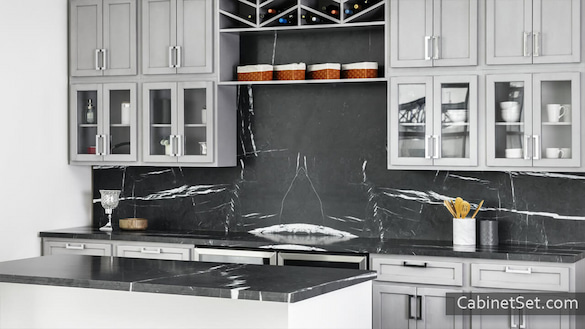 Avalon Mist kitchen full view with an island.