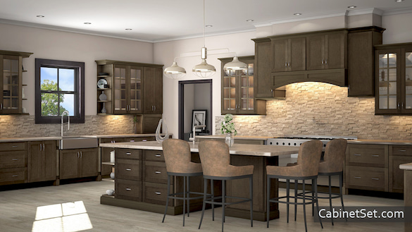 Bergen Shale kitchen full view with an island.