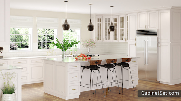 Bristol Cream Glaze kitchen full view with an island.