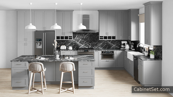 Chatham Nickel kitchen full view with an island.