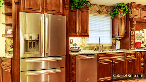 Coffee Cherry kitchen angle view.