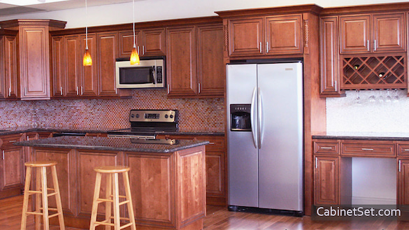 Coventry Toffee Glaze kitchen angle view with a countertop.