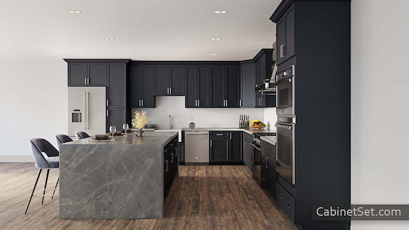 Hanover Charcoal kitchen full view with an island.