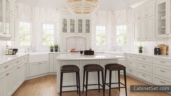 Hartford Dove kitchen full view with an island.
