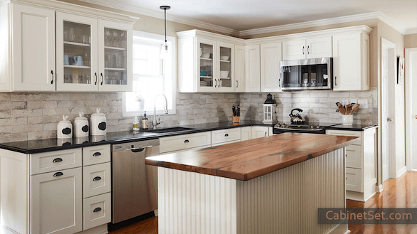 Malibu Dove kitchen full view with an island.