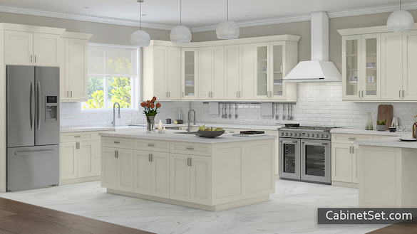 Salem Cream Shaker kitchen full view with an island.