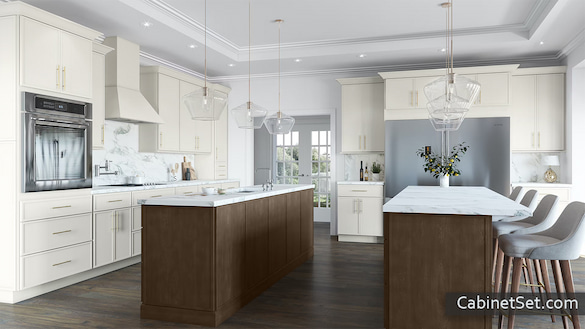Sonoma Dove kitchen full view with an island.