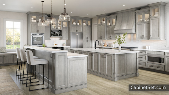 Springfield Mist kitchen full view with an island.