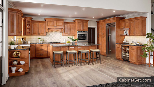 Windsor Cinnamon Glaze kitchen full view with an island.